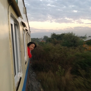 young girl on train to Myitkyina