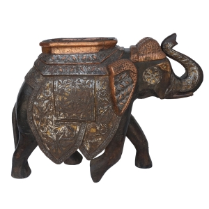 copper & teak elephant