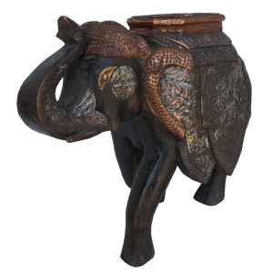 copper & teak elephant