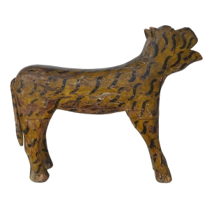 painted carved teak tiger